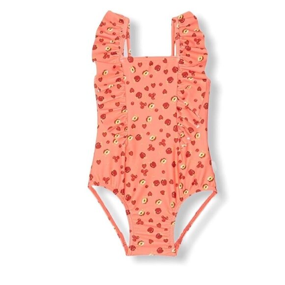 Seafolly Girls' Frill Front Tank One Piece Swimsuit, Fruit Punch Peach, 0